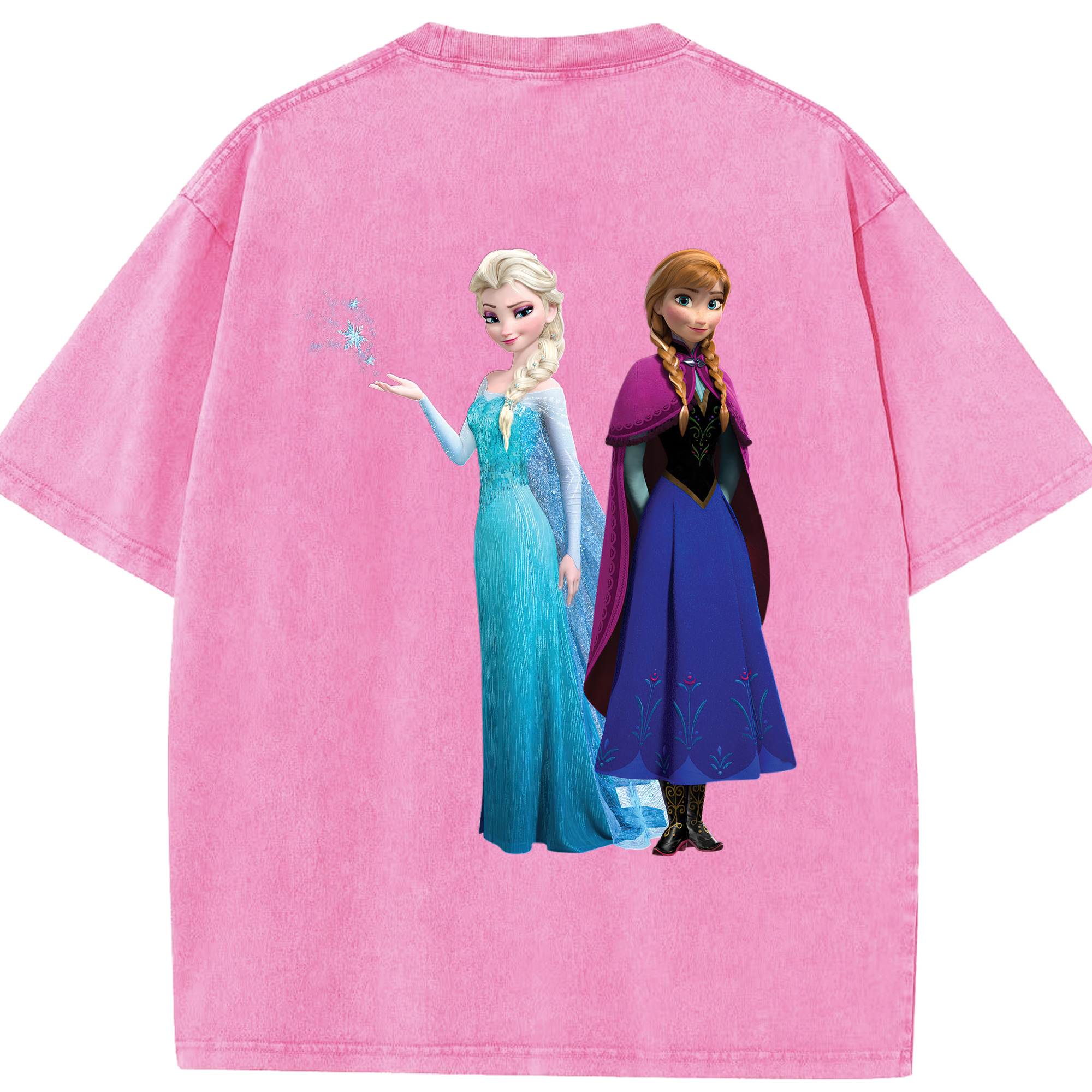 （画像用） アナと雪の女王 アンナ エルサ Frozen Anna Elsa 綿100% ヴィンテージ風 半袖Tシャツ（背面プリント）